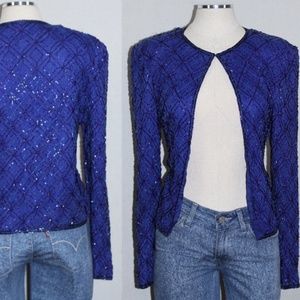 Adrianna Papelle Evenings Blue Silk Blazer